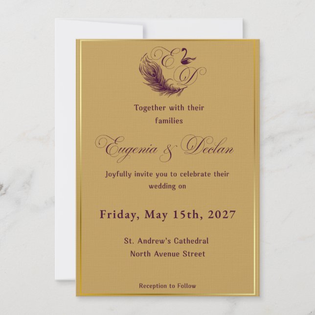 Convite de Casamento Elegante (Frente)