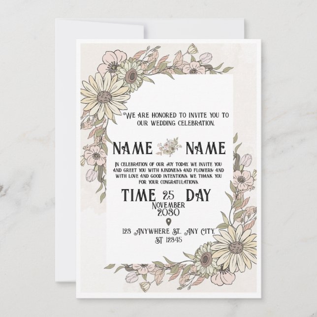 Convite de Casamento Elegante (Frente)