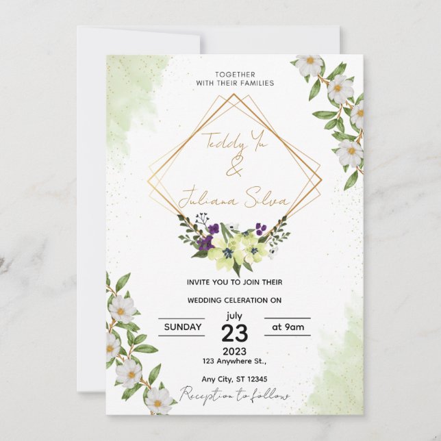 Convite de Casamento Elegante (Frente)