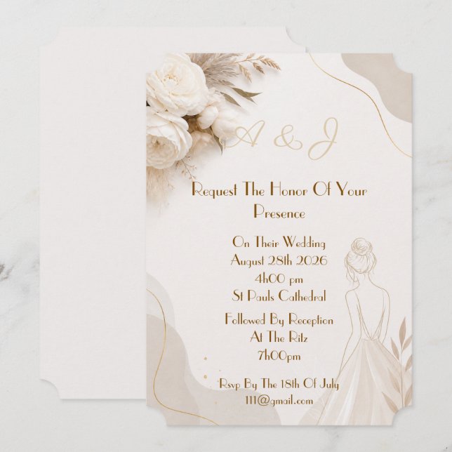 Convite de casamento elegante (Frente/Verso)