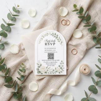 Convite de Casamento Elegante Arco de Marfim e Sag