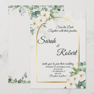 Convite de Casamento Elegante Arco Floral Branco D