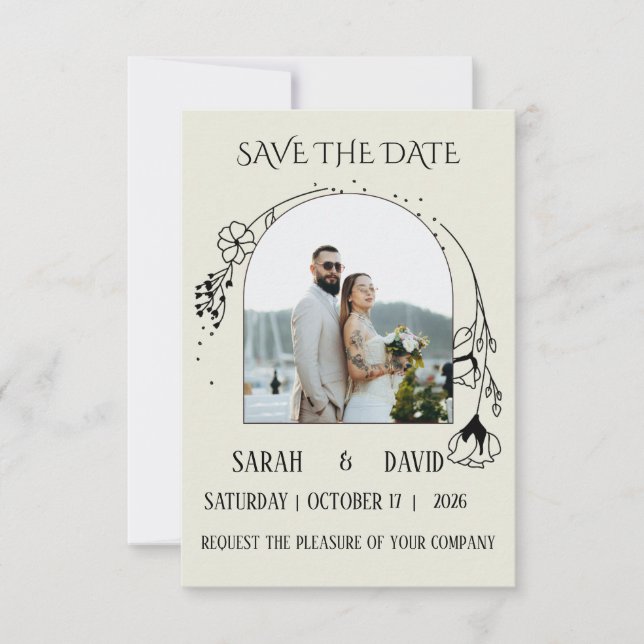 Convite de casamento Elegante Arqueado para Salvar (Frente)