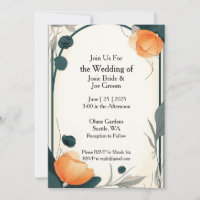 Convite de casamento Elegante asian art nouveau