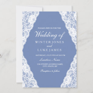 Convite de casamento elegante azul empoeirado do
