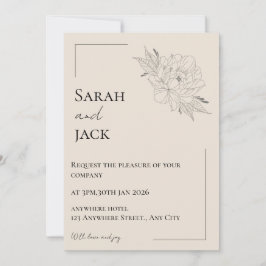 Convite de casamento elegante bege design