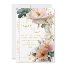 Convite de Casamento Elegante Boho com Flores Silv
