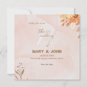Convite de casamento elegante boho floral chic