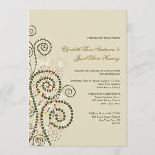 Convite de Casamento Elegante Boho Verde com Espir