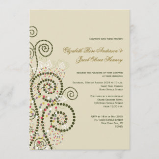 Convite de Casamento Elegante Boho Verde com Espir