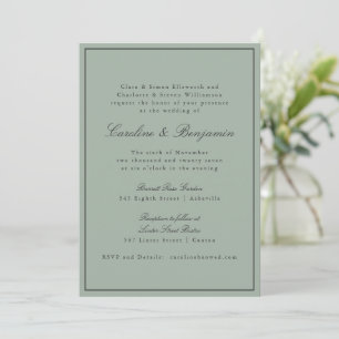 Convite de Casamento Elegante Borda Script Oliva C