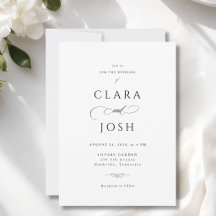 Convite de Casamento Elegante Branco e Preto com L