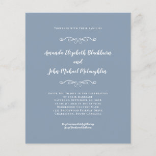 Convite de Casamento Elegante Branco Poeira Azul O