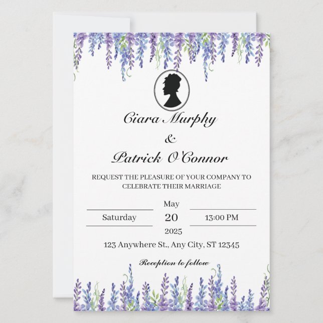 Convite de Casamento Elegante Bridgerton (Frente)