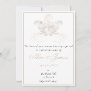 Convite de Casamento Elegante Champanhe Dourado