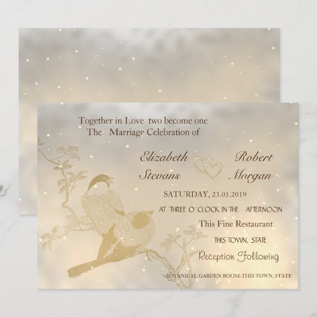 Convite de Casamento Elegante Chic Corações de Our (Frente/Verso)