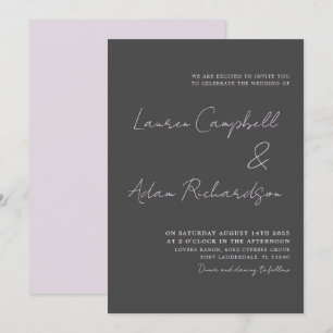 Convite de Casamento Elegante Cinza e Rosa Beijo