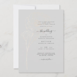 Convite de Casamento Elegante Cinza para os Pais
