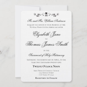 Convite de Casamento Elegante com Acento de Coraçã