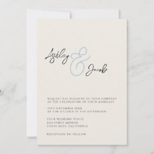 Convite de Casamento Elegante com Ampersand Azul