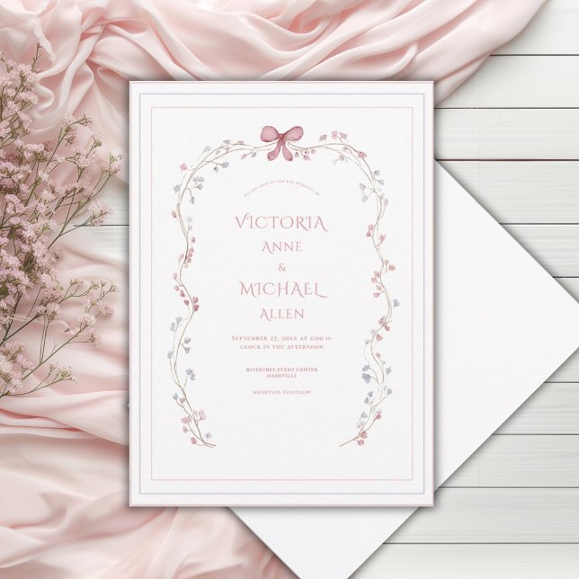 Convite de Casamento Elegante com Arco Floral Vint (Criador carregado)