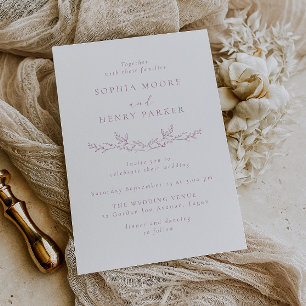 Convite de Casamento Elegante com Arte de Linha em