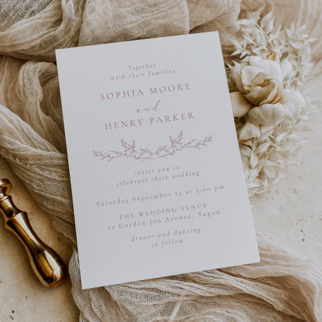 Convite de Casamento Elegante com Arte de Linha em (Criador carregado)