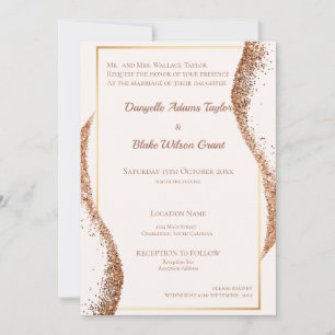 Convite de Casamento Elegante com Brilho em Rose G