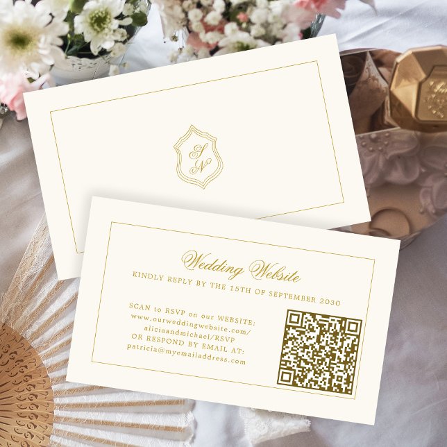 Convite de casamento elegante com código QR em cal (Criador carregado)