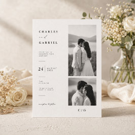 Convite de Casamento Elegante com Colagem de Fotos