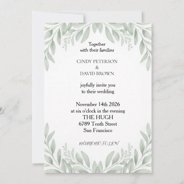 Convite de Casamento Elegante com Crista Floral Fr (Frente)