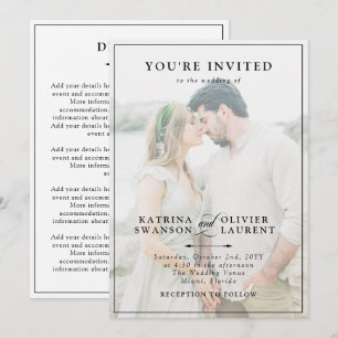 Convite de Casamento Elegante com Detalhes de Foto