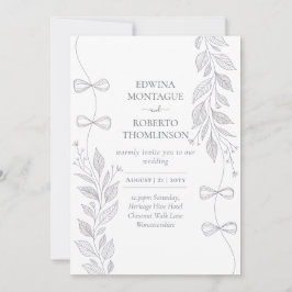 Convite de Casamento Elegante com Faixa Botânica H