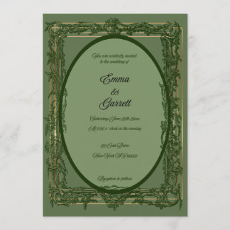 Convite de Casamento Elegante com Filigrana Verde