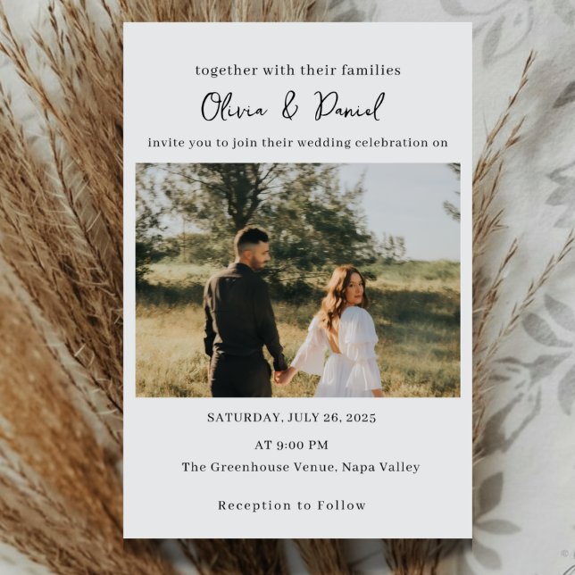 Convite de Casamento Elegante com Foto (Criador carregado)