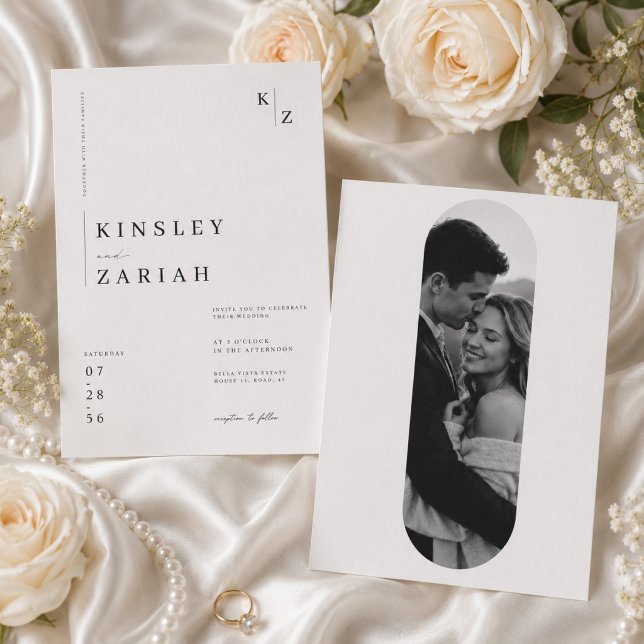 Convite de Casamento Elegante com Foto (Criador carregado)