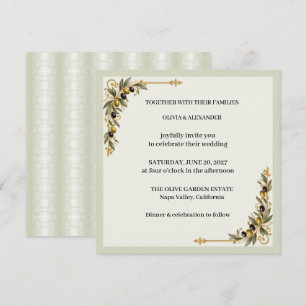 Convite de Casamento Elegante com Galho de Oliveir