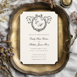 Convite de Casamento Elegante com Grinalda de Mono