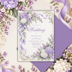 Convite de Casamento Elegante com Hortênsia Branca