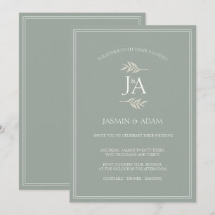 Convite de Casamento Elegante com iniciais clássic