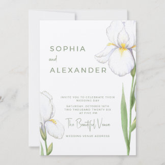 Convite de Casamento Elegante com Íris em Aquarela