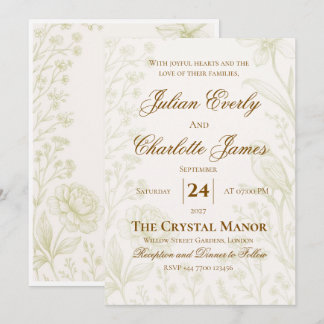 Convite de Casamento Elegante com Jardim Floral em