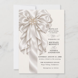 Convite de Casamento Elegante com Laço de Cetim Pé