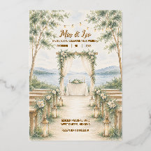 Convite de Casamento Elegante com Lago de Montanha