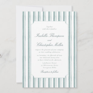 Convite de Casamento Elegante com Listra Azul Clás