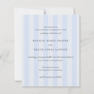 Convite de Casamento Elegante com Listras Azuis Mo