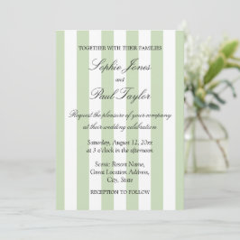 Convite de Casamento Elegante com Listras de Sage