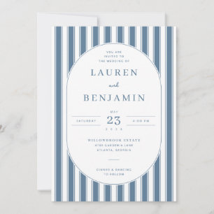 Convite de Casamento Elegante com Listras Navy