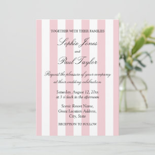Convite de Casamento Elegante com Listras Rosa Pas