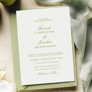 Convite de Casamento Elegante com Listras Verdes
